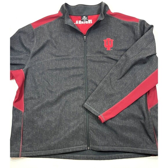 Colosseum Indiana Hoosiers Softshell Jacket Men's 6XL Full Zip Gray Red IU - Picture 1 of 4